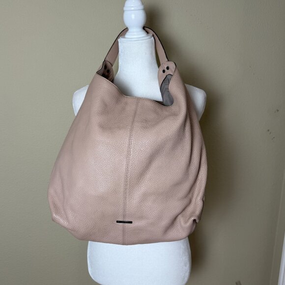 REBECCA MINKOFF Leather Hobo Slouch Neutral Blush Beige Large Bag Purse - Picture 2 of 10